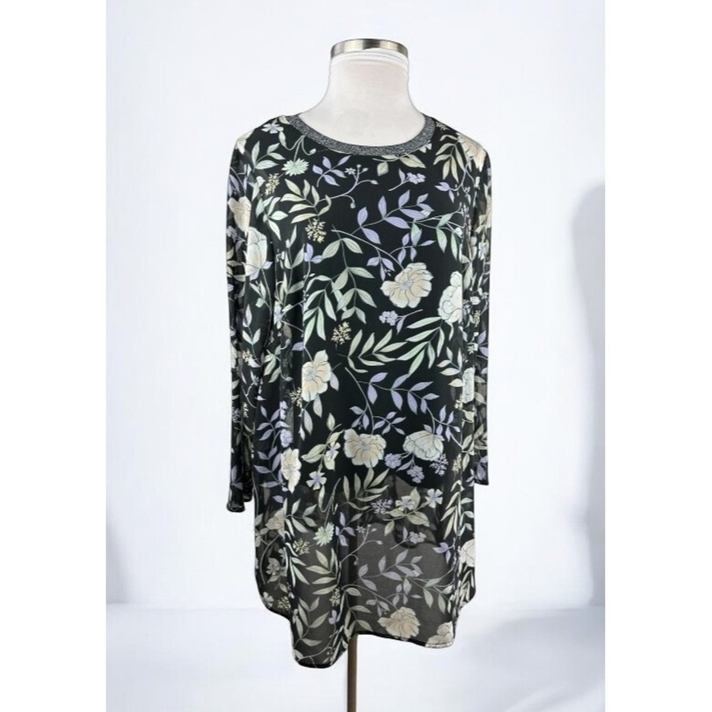 Calvin Klein Floral Wildflower Lined Tunic Blouse Mini Dress Womens Plus Size 1X - Picture 16 of 16